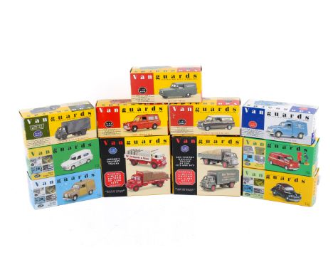 Eleven boxed Vanguards diecast vehicles. 1:43 scale, comprising a Limited Edition Jordan's Delivery Truck set, JOR1002, Ken T