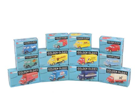 Twelve boxed Corgi 'Golden Oldies' diecast vehicles. Comprising a Morris 1000-Nestle's, 06502, Morris 1000-Shell/BP, 06501, T