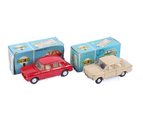 Two boxed Tri-ang Spot-On diecast vehicles. 1:43 scale, comprising a N.S.U. Prinz 4, 193, light brown body, white interior an