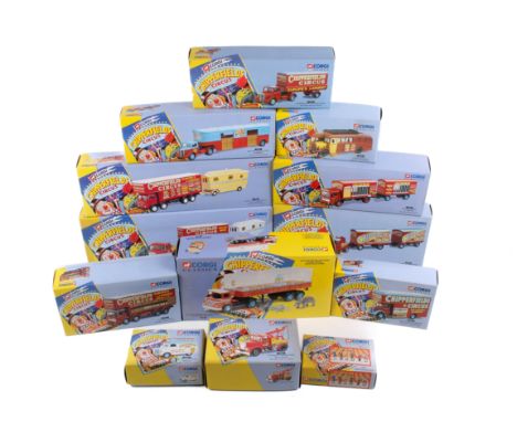 Thirteen boxed Corgi 'Chipperfields Circus' series diecast vehicles. Comprising Foden Closed Pole Truck with Caravan, 97888, 