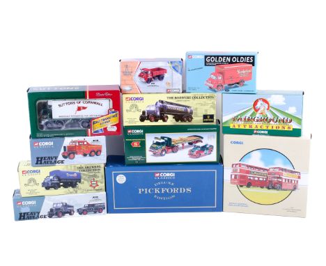 Eleven boxed Corgi diecast industrial and commercial vehicles. Comprising a Devon General 75th Anniversary set, 97052, Deluxe