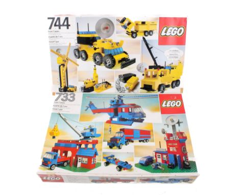 Two vintage boxed Lego sets. Comprising  'Basic Set' 744 and 733, both Technics style examples with instruction sheets, unche