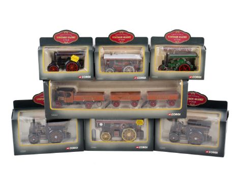 Seven boxed Corgi 'Vintage Glory of Steam' diecast vehicles. Comprising a Garrett 4CD Road Tractor-'Bunty', 80301, Garrett DC