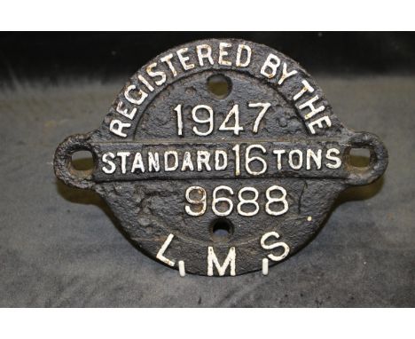 Round cast iron Wagon Badge L M S 16 Tons