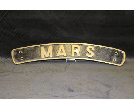 Heavy Brass MARS engine name plate this item is believed to be a replica and the original would have been on Steam Engine Bri