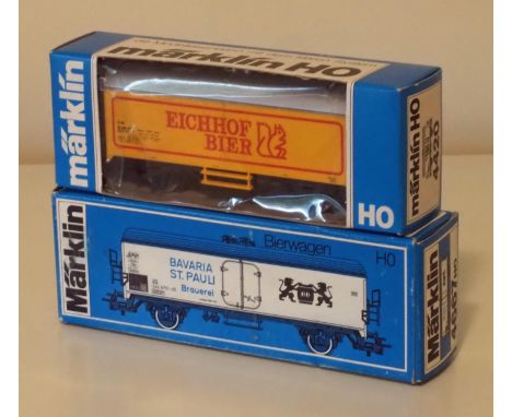 Marklin H0 3-rail pair of beer wagons, models 4420 and 4667. New. P&amp;P Group 1 (£14+VAT for the first lot and £1+VAT for s