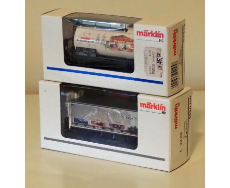 Marklin H0 3-rail pair of wagons. 94045 Christmas wagon, and 4890.100 Info Tage wagon. New. P&amp;P Group 1 (£14+VAT for the 