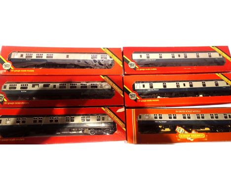 Six Hornby MK1 coaches blue/grey, sleeper cars x4 and Buffet x2. P&amp;P Group 1 (£14+VAT for the first lot and £1+VAT for su