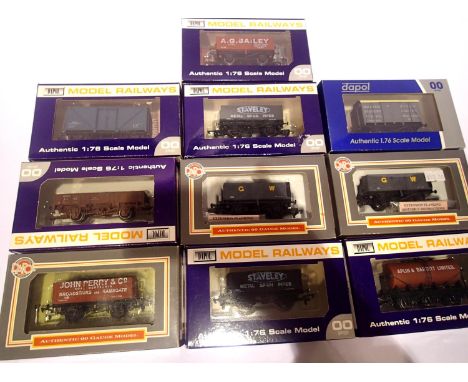 Ten Dapol wagons, vans, open etc including P Owner. P&amp;P Group 2 (£18+VAT for the first lot and £3+VAT for subsequent lots