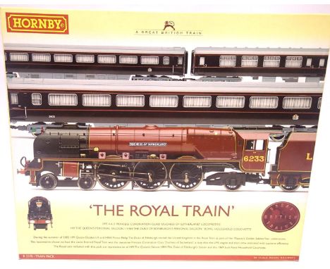 Hornby R2370 Royal Train pack Duchess of Sutherland, LMS Red and three Royal Coaches. P&amp;P Group 1 (£14+VAT for the first 