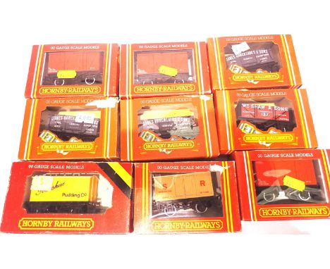 Nine Hornby wagons including Yorkshire Pudding Co. P&amp;P Group 2 (£18+VAT for the first lot and £3+VAT for subsequent lots)