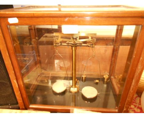 A set of Griffin & Tatlock mahogany cased apothecary scales and weights 