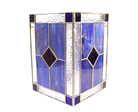 A Tiffany style square shaped leaded glass lantern shade, 24.5cm high, 16.5cm square 