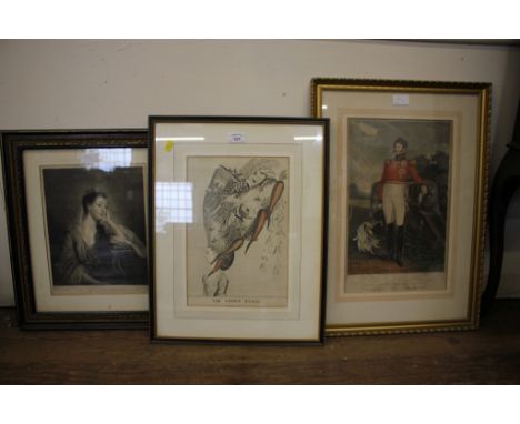 After Matthew Darly'The Green Stall'Satirical engraving of a lady's wig holding the harvest 33cm x 22cm, a coloured engraving