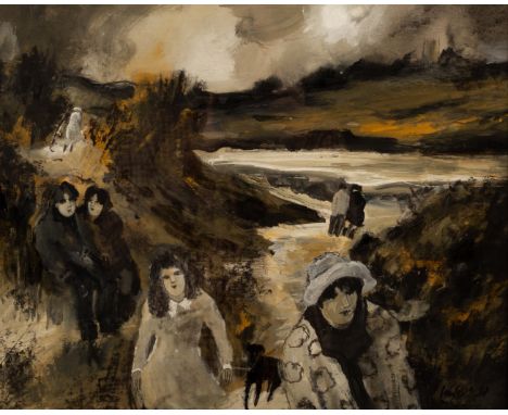 Gill Watkiss (born 1938)/Riviera Towans, Hayle/signed and dated '97, inscribed verso/mixed media on board, 40cm x 50cm/ARR Ar