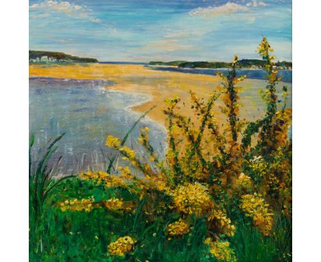 Sue Cuff (Contemporary)/Gorse on the Camel Trail/signed lower right; inscribed verso and dated 2015/oil on canvas, 60cm x 60c