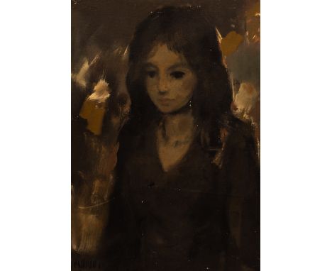 Ricardo Macarron/Susanna/half-length portrait of a young girl, her head slightly bowed/signed and dated '65 lower left/oil on