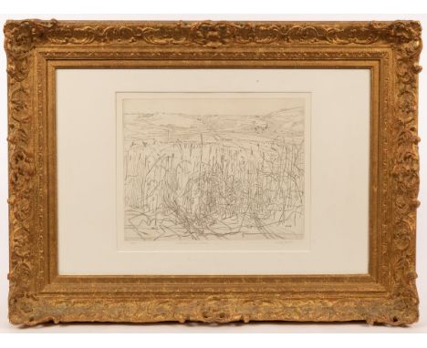 Anthony Gross CBE RA (1905-1984)/Wheatfield with Village/signed, inscribed and numbered 3/50/engraving, 26.5cm x 34cm/and ano