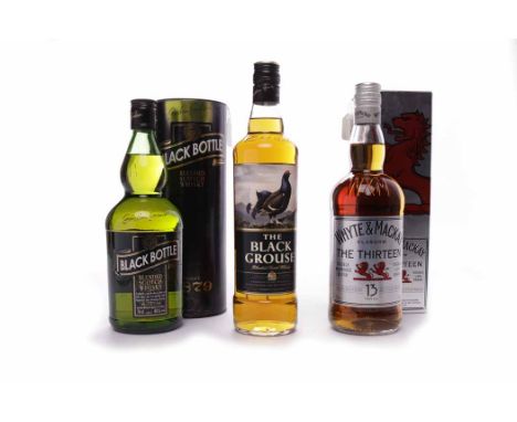 BLACK GROUSE 
Blended Scotch Whisky. 70cl, 40% volume. 
BLACK BOTTLE 
Blended Scotch Whisky. 70cl, 40% volume, in tube. 
WHYT