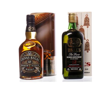 CHIVAS REGAL AGED 12 YEARS
Blended Scotch Whisky. 70cl, 40% volume, in tin. 
BELL'S DE LUXE 12 YEARS OLD
Blended Scotch Whisk
