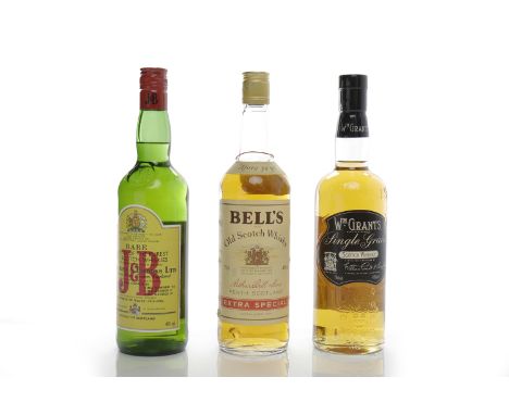 BELL'S EXTRA SPECIAL
Blended Scotch Whisky. 75cl, 40% volume. 
Wm. GRANT'S SINGLE GRAIN
Single Grain Scotch Whisky. 70cl, 40%