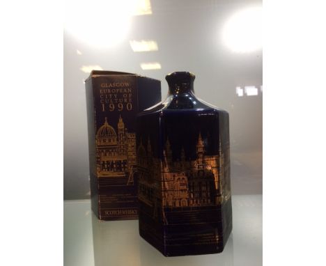 GLASGOW CITY OF CULTURE 1990
Blended Scotch Whisky, Blended & Bottled by Douglas Laing & Co, London, in blue ceramic decanter