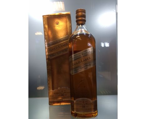 JOHNNIE WALKER GOLD LABEL 18 YEAR OLD
Blended Scotch Whisky, 1L. 43% volume, in carton.
 CONDITION REPORT: Capsule: Very good