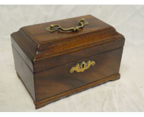 A 19th Century mahogany tea caddy with part fitted interior and brass mounts