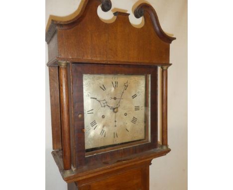 A 19th Century longcase clock with 10" silvered square dial by Cavite of Bedford, 30hour movement in oak traditional case