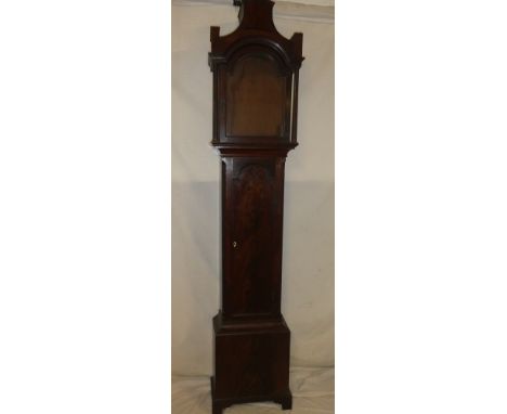 A 19th Century mahogany longcase clock case to fit 12" arched dial