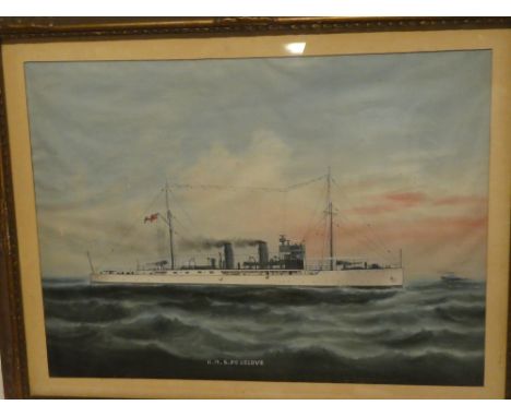 Artist Unknown - oil on canvasStudy of the First War Battle Cruiser HMS Foxglove, 15½" x 21"