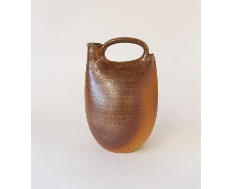 Leach Pottery, a studio pottery vase, attributed to John Leach, flared form with vertical incised comb decoration, impressed 