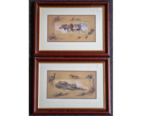 Pair Cawston greyhound prints (2). Framed, limited edition, each 39/500. Framed size 57 x 42cm
