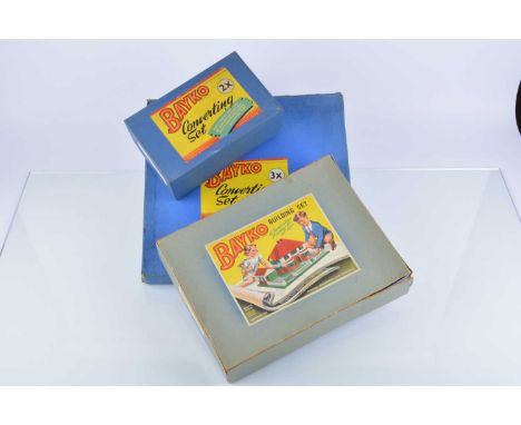 Bayko Construction Sets (3),  Set 2, Converting Set 2X and Converting Set 3X, all in original boxes, G-VG, contents extnsive 