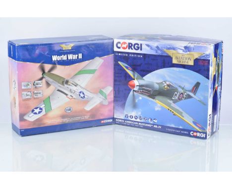 Corgi Aviation Archive 1:32 Scale WWII Aircraft, both boxed,  AA34409 North American Mustang 122 Sqdn RAF Italy 1945 and AA34