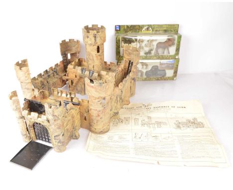 Tudor Rose plastic Crusaders Castle and New-Ray Wild Hunting Figures (3), Castle with original Instructions, appears near com