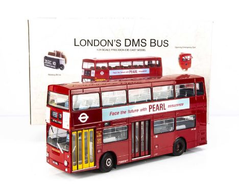 Gilbow 1:24 Scale Diecast London's DMS Bus, boxed 99101 Daimler DMS double deck bus, Finchley Garage Routes 221 North, 221 So