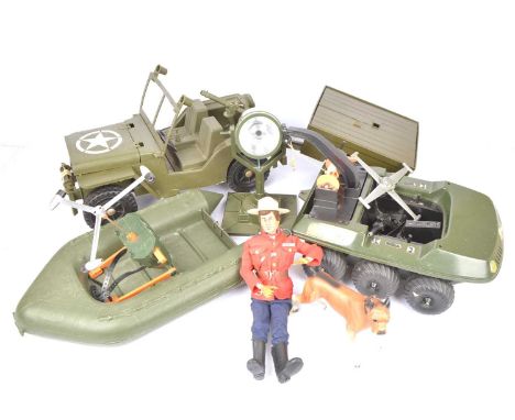 Large Action Man Accessories (qty), orange Training Tower with netting, rope ladder, Crane and escape Slide, with Canadian Mo