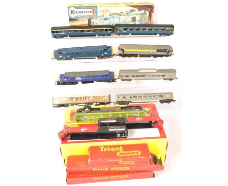 Hornby Lima Diesel locomotives 00 gauge with carriages wagons and empty boxes (qty), comprising four locomotives all with loo