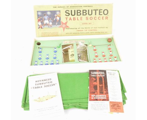 1964 Subbuteo late celluloid Football Super Set, comprising red and blue Teams and three Official with plastic bases and cell