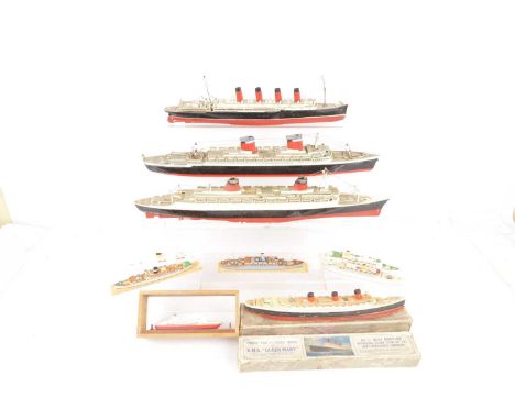 Collection of model ships by Airfix Chad Valley and various waterline models, Airfix kitbuilt SS 'France' , 'United States' a