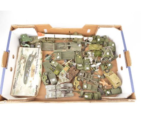 Vintage and Modern Playworn Military Diecast (75+), various examples in various scales,  includes Dinky, Corgi, Matchbox, Ast