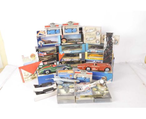 Modern Diecast Speed Record Cars and Related Items (23 Models), boxed/cased examples, JCB Diesel Max, Corgi Thrust SCC Super 