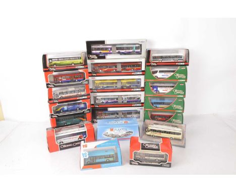 Corgi Original Omnibus Modern Single Deck Buses and Coaches including Articulated Bendy Buses (20), all boxed/cased, 1:76 sca