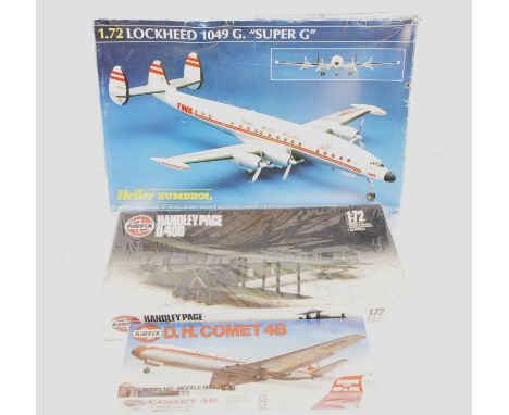 Aircraft Kits, three boxed examples, Airfix 1:144 scale 3170 DH Comet 4B factory sealed, Airfix 1:72 scale 06007 Handley Page