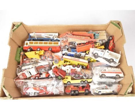 Vintage and Modern Playworn Diecast Vehicles (80+), vintage and modern private, commercial, emergency and other vehicles in v