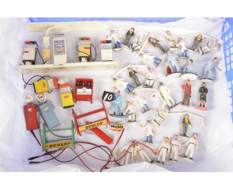 Various Figures and Petrol Pumps for slot car scenery by Britains Corgi Airfix and others (qty), Britains unboxed 4260 Garage