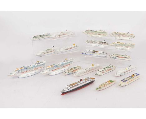 Collection of modern waterline and mounted model and souvenir resin and metal  Princess and other lines cruise ships by vario