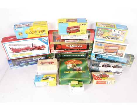 Modern Vintage and Modern Commercial Fire and Public Transport Models by Corgi (16), all boxed, Corgi Mettoy tinplate clockwo