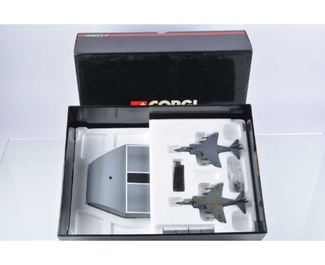 Corgi Aviation Archive 1:72 Scale RAF Harrier and HMS Hermes Diorama Set, boxed, AA39901, BAE Sea Harrier and BAE Harrier FAA